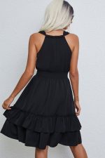 Smocked Waist Solid Sleeveless Casual Mini Dress - Image 6
