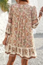 Bohemia Print V Neck Casual Dress - Image 6