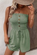 Smocked Chest Bandeau Solid Color Rompers - Image 3