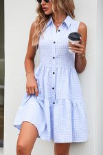 Plaid Print Sleeveless Ruffle Hem Dress - Image 2