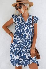 Fashion Printed Ruffled Sleeves Casual Dress - Image 3