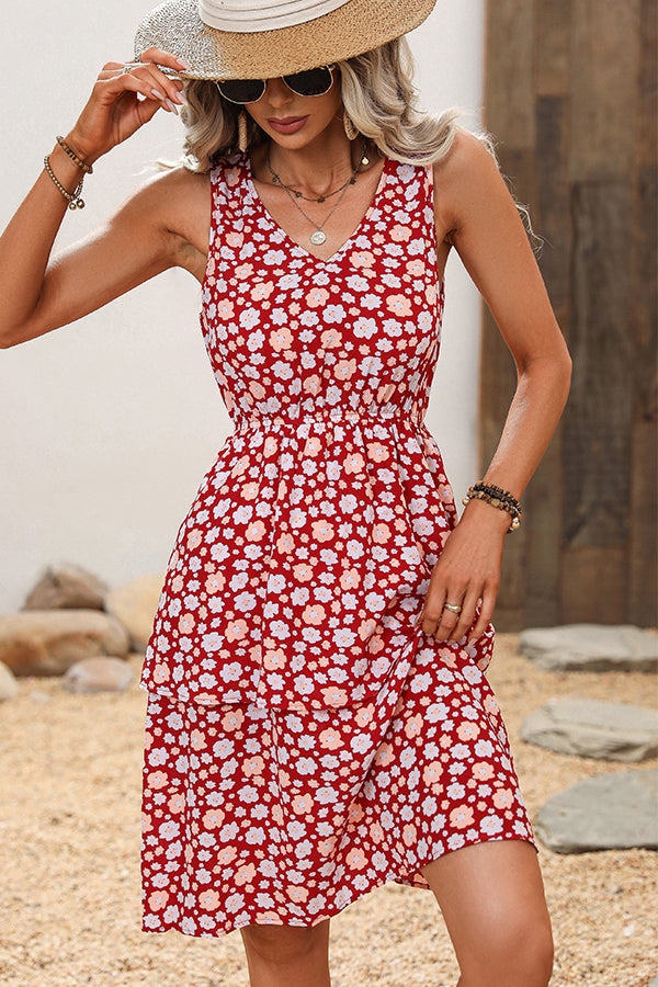0000_36baf58b-79b9-484b-a3db-26fc02d22753.jpg Floral Print Sleeveless Ruffled Dress - Image 1