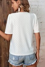 Lace Patchwork Solid Color Casual Tops - Image 6