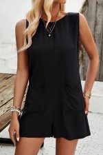 Solid Color Sleeveless Casual Rompers - Image 2