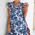 Fashion Printed Ruffled Sleeves Casual Dress