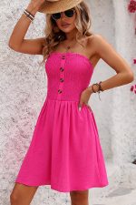 Fashion Solid Smocked Chest Mini Dress - Image 3