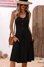 Fashion Solid Color Sleeveless Casual Dress
