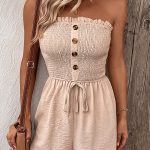 Solid Color Smocked Bandeau Rompers