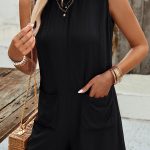 Solid Color Sleeveless Casual Rompers