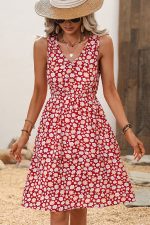 Floral Print Sleeveless Ruffled Dress - Image 3