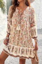 Bohemia Print V Neck Casual Dress - Image 5