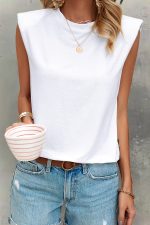 Solid Color Round Neck Casual Tops - Image 4