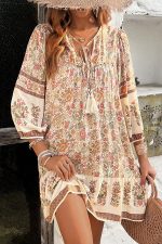 Bohemia Print V Neck Casual Dress