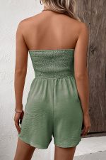 Smocked Chest Bandeau Solid Color Rompers - Image 6