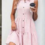 Lapel Sleeveless Plaid Print Mini Dress