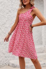 Floral Print One Shoulder Casual Mini Dress - Image 2