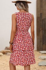 Floral Print Sleeveless Ruffled Dress - Image 6