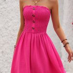 Fashion Solid Smocked Chest Mini Dress