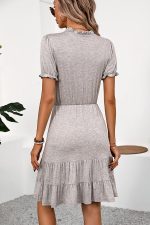 Solid Color Short Sleeve Casual Mini Dress - Image 5