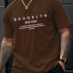 Brooklyn And New York Print Men's Creative Top, Casual Short Sleeve Crew Neck T-shirt, Men's Clothing For Summer Outdoor - Image 6