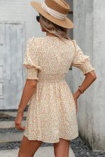 Floral Print Deep V Neck Mini Dress - Image 4
