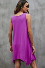 Irregular Hem Solid Color Mini Dress - Image 3