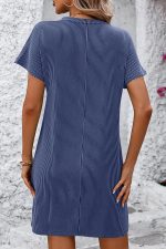 Stripe Round Neck Casual Dress - Image 3
