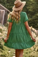 Floral Print Short Sleeve Mini Dress - Image 3