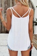 Double Straps V Neck Hollow Casual Tops - Image 4