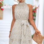Floral Print Halter Neck Mini Dress