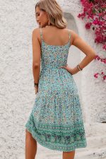 Fashion High Waist Floral Print Midi Dress - Image 3