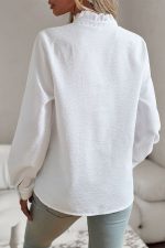 Stringy Selvedge Solid Color Long Sleeve Casual Tops - Image 4