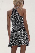 Halter Neck Polka Dot Print Casual Dress - Image 3