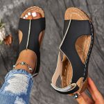 Women's Solid Color Wedge Heeled Sandals, Casual Open Toe Platform Shoes, Comfortable Ankle Strap Sandals - Image 11