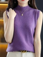 Solid Knit Mock Neck Tank Top, Casual Sleeveless Tank Top, Women's Clothing - Image 15