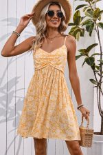 Floral Print Ruched Cute Casual Dress - Image 4