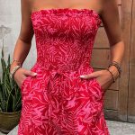 Fashion Floral Smocked Chest Bandeau Rompers