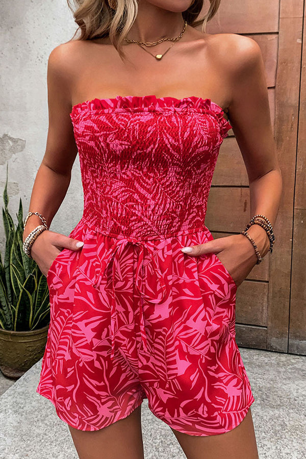 02_2c94ea6f-534e-4570-acc3-80eb5df900a5.jpg Fashion Floral Smocked Chest Bandeau Rompers - Image 1