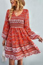 Bohemia Smocked Bust Long Sleeve Printed Dress - Image 2