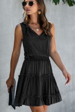 Stringy Selvedge Solid High Waisted Casual Dress - Image 3