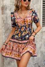 Fashion Bohemia Print Ruffle Hem Mini Dress - Image 3
