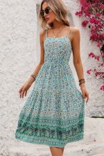 Fashion High Waist Floral Print Midi Dress - Image 4