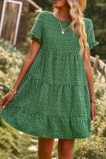 Floral Print Short Sleeve Mini Dress - Image 5