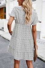 Fashion Floral Print Short Sleeve Mini Dress - Image 3
