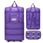 Expandable Wheeled Luggage Backpack, Foldable Large Capacity Travel Bag With Silent Resistant Wheel, Ideal For Business Trips & Studying Abroad - Image 3