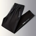 Men's Letters Print Pants With Zipper Pockets, Casual Elastic Waist Drawstring Trousers For Outdoor Activities Gift