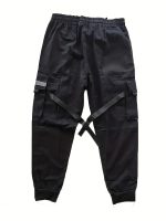 Trendy Solid Cargo Pants, Men's Multi Flap Pocket Trousers, Loose Casual Outdoor Pants, Men's Work Pants Outdoors techwear Hip Hop Style - Image 9