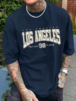 LOS ANGELES 98 Print T-shirt For Men, Casual Short Sleeve T-shirt For Summer