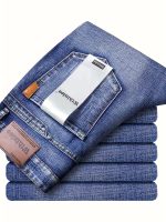 Men's Classic Design Jeans, Semi-formal Stretch Jeans For Business