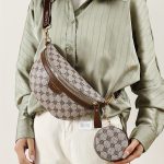 Classic Textured Crescent Crossbody Bag, Vintage Zipper Chest Bag With Round Mini Purse For Women - Image 6